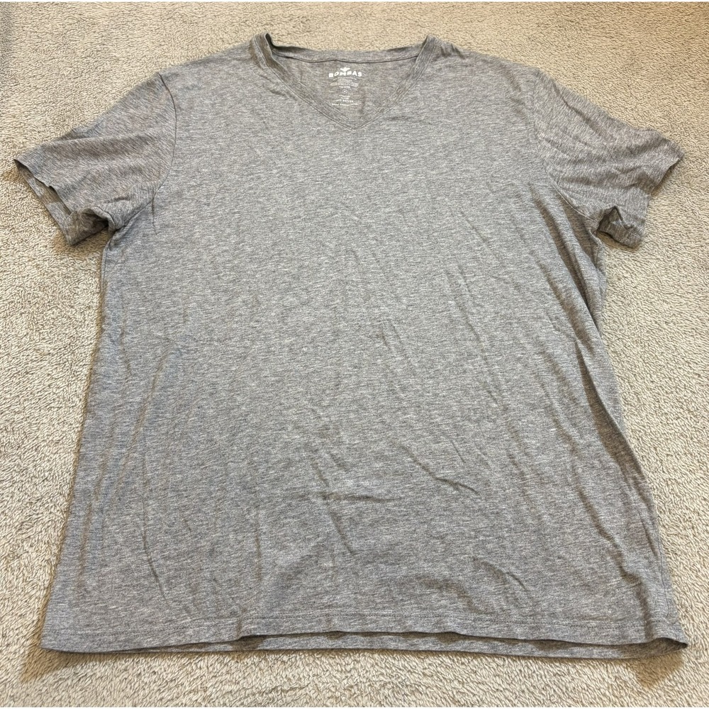 Bombas Womens Medium V-Neck T-Shirt Heather Grey Peruvian Pima Cotton Tee Summer - Picture 6 of 7